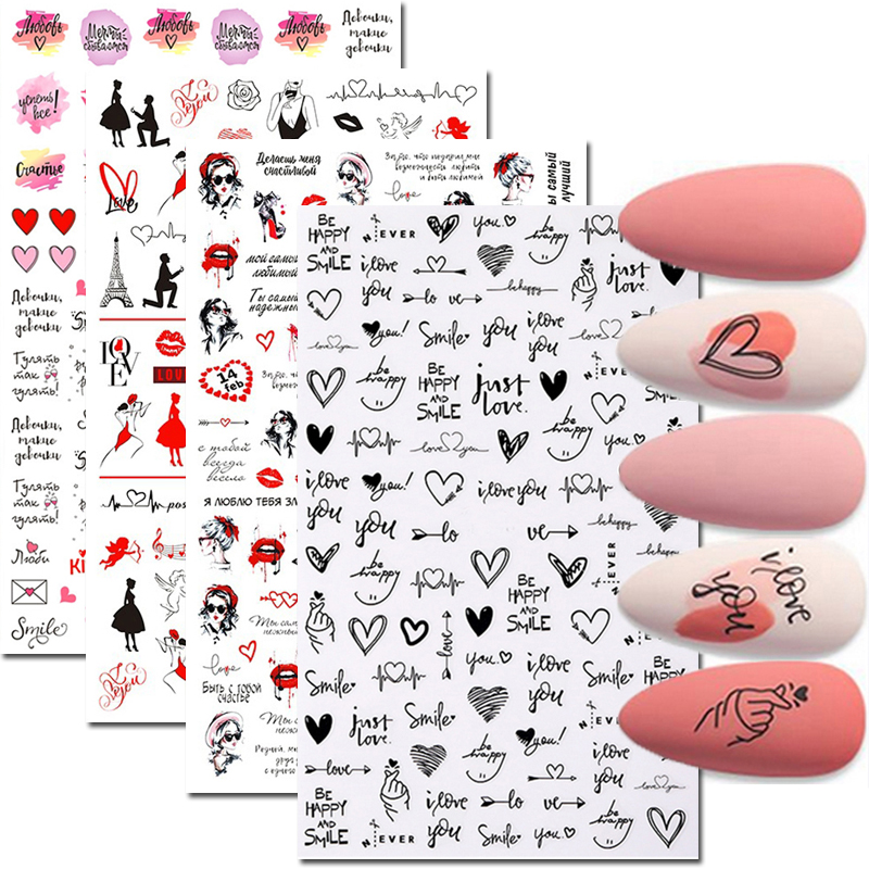Nail Art Valentines Day - Arte do prego decalques amor corações
