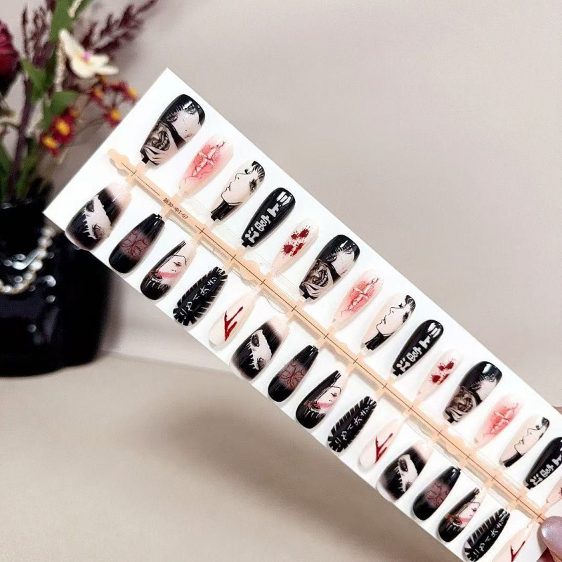 Press On Nail Set - Kawakami tomie manicure doce estilo legal