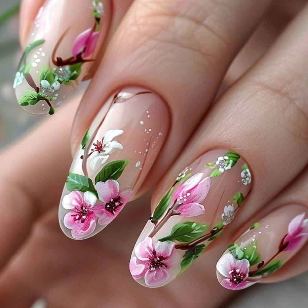 Press On Nail Set - Imprensa curta de amêndoa em unhas