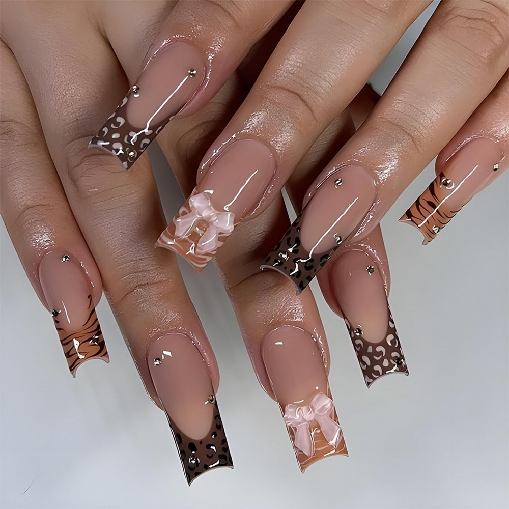 Nail Art Leopard - Unhas Acrílicas com Estampa de Leopardo