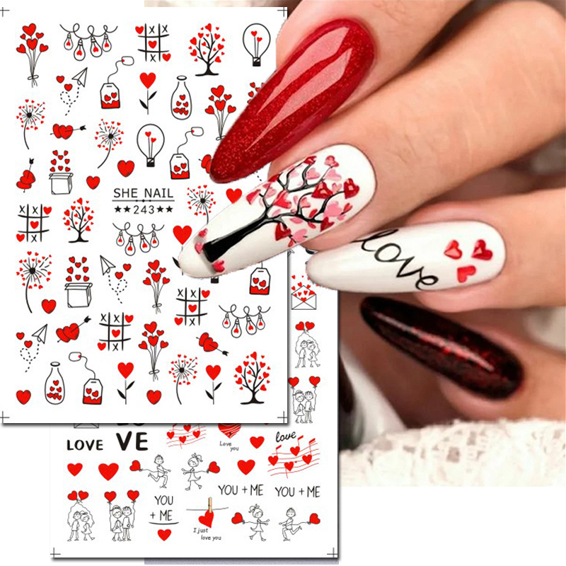 Nail Art Valentines Day - 3d arte do prego sliders adesivos