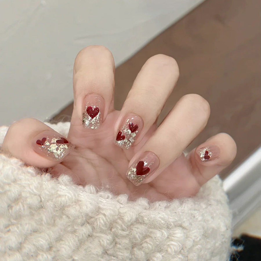 Press On Nail Set - Conjunto de 24 unhas postiças curtas
