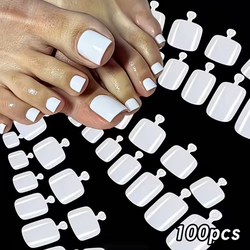 Press On Nail Set - 100 peças/caixa de Unhas Postiças Francesas