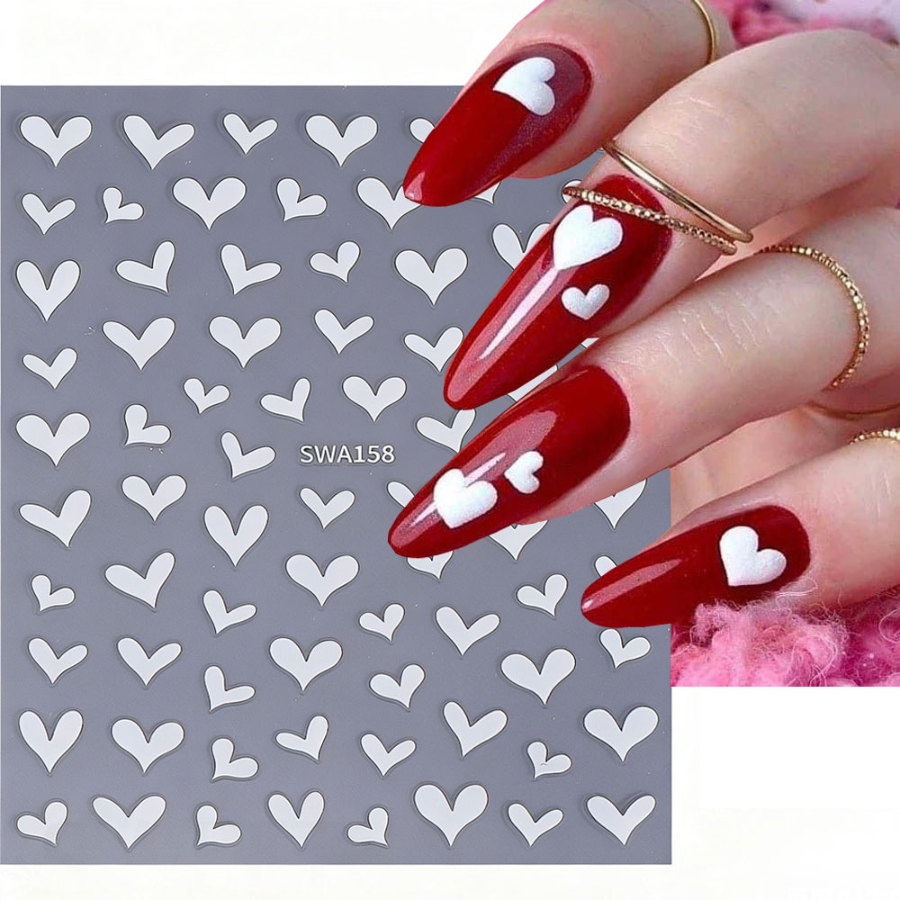 Nail Art Valentines Day - 3d coração branco dia dos namorados