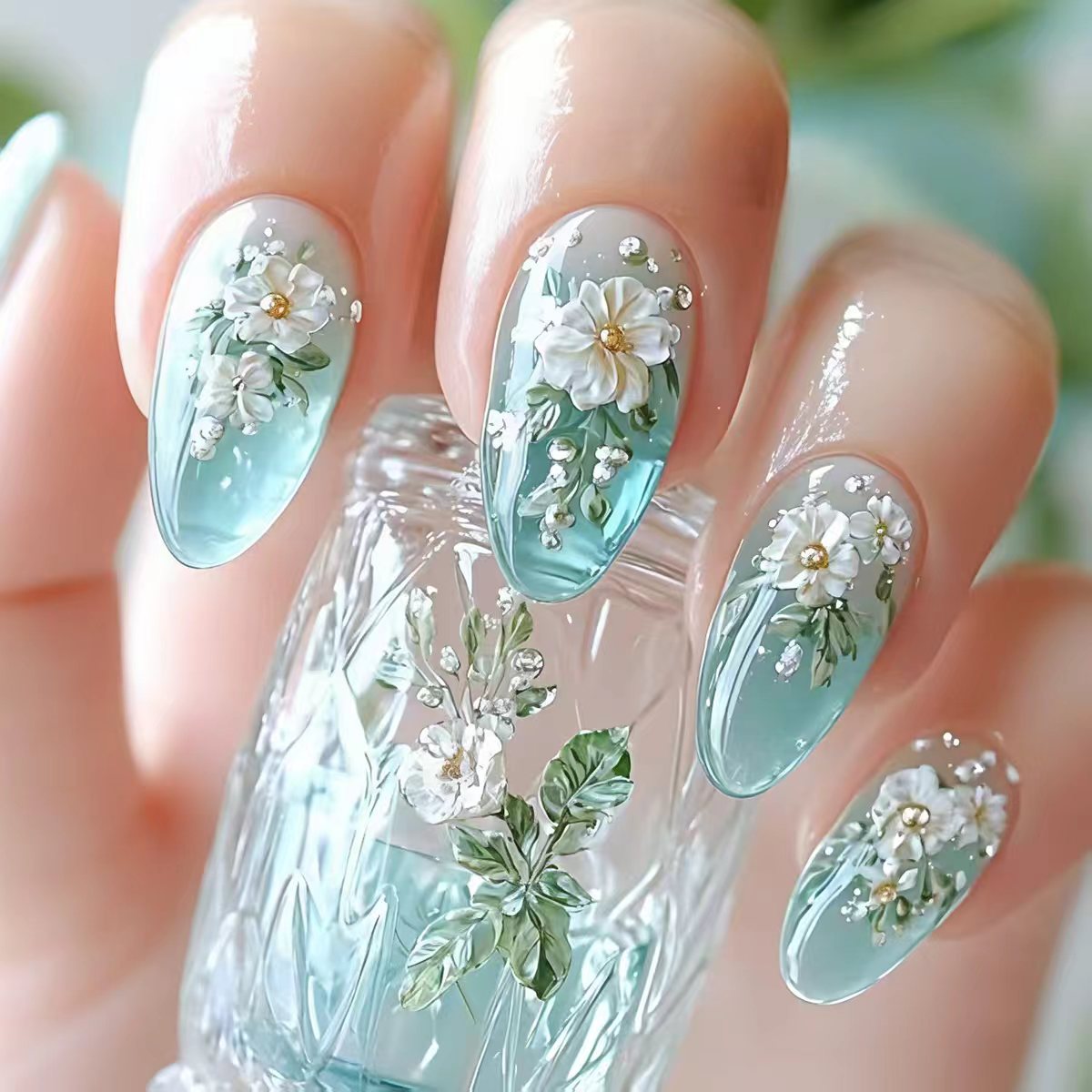 Press On Nail Set - Unhas postiças médias para mulheres e