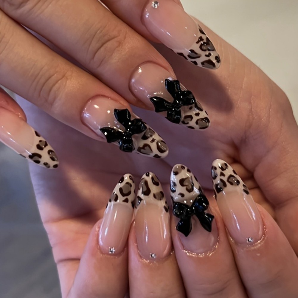 Nail Art Leopard - 24 peças de Unhas Postiças Francesas