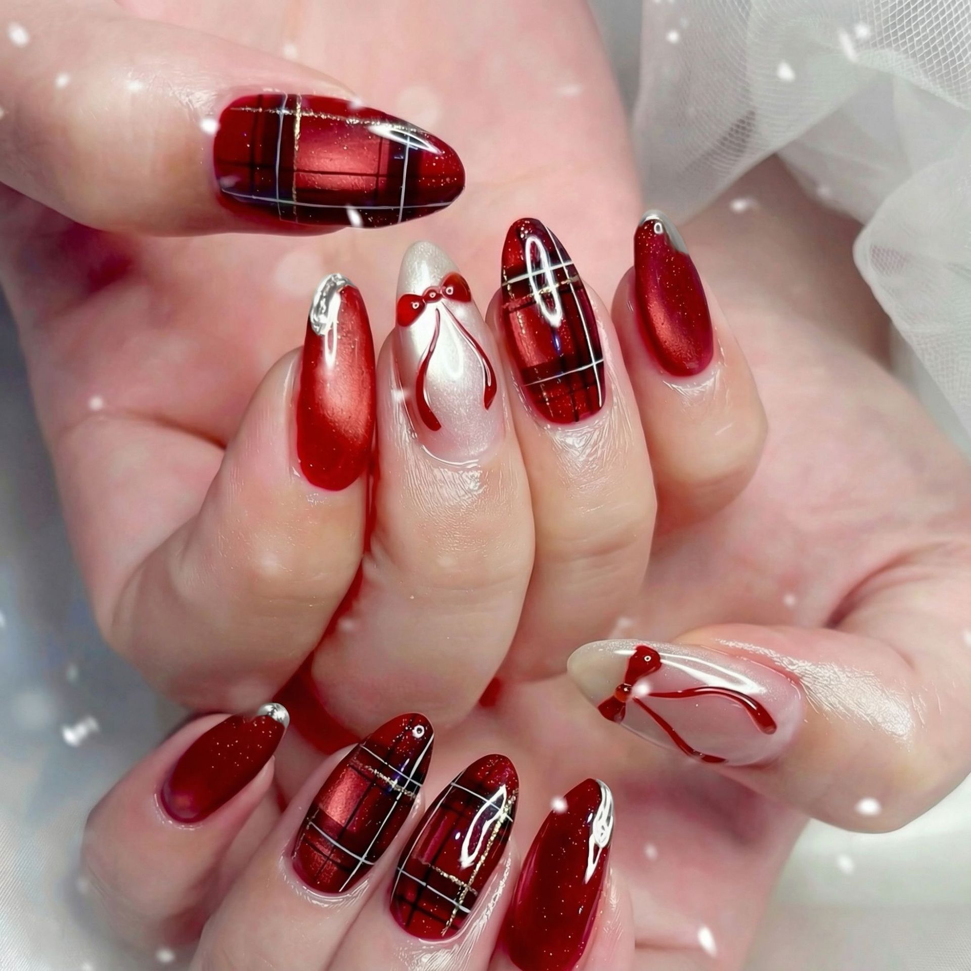 24PCS Unhas Postiças Vermelhas - Nail Art Valentines Day avaliação e preço