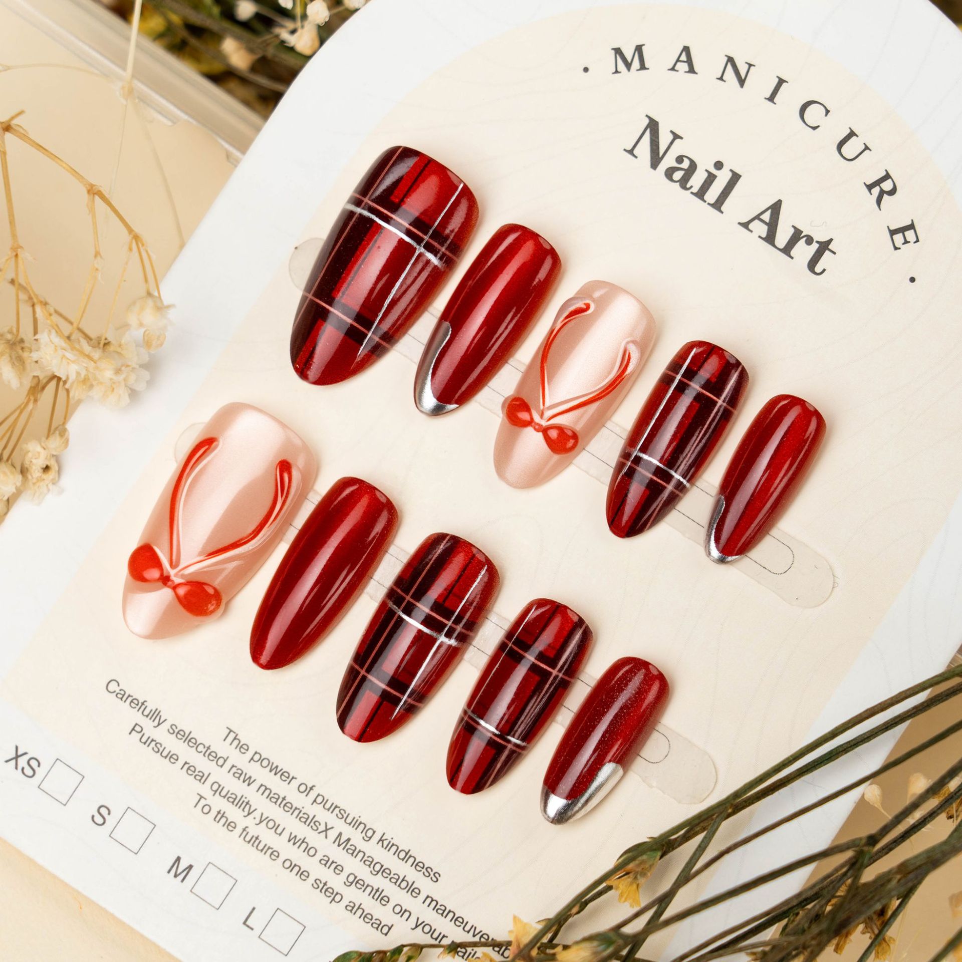 24PCS Unhas Postiças Vermelhas - Nail Art Valentines Day avaliação e preço