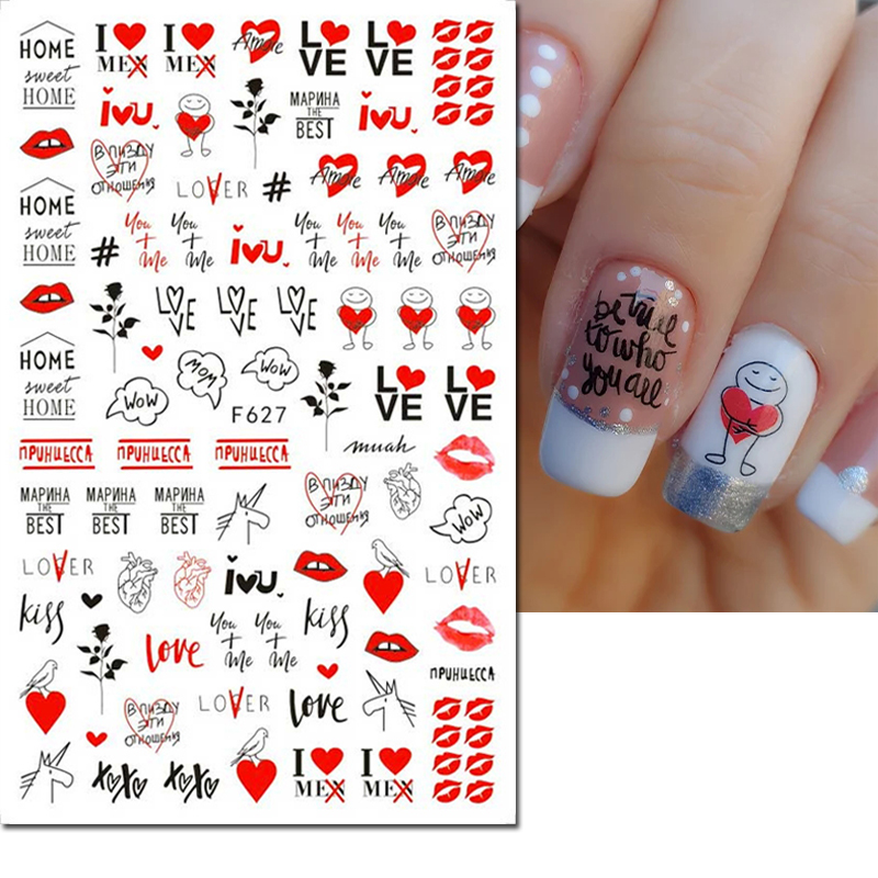 Adesivos 3D para unhas com tem - Nail Art Valentines Day avaliação e preço