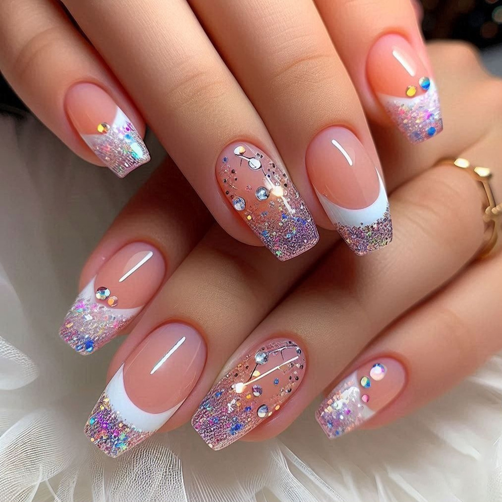 24 pçs/set curto médio unhas f - Press On Nail Set avaliação e preço