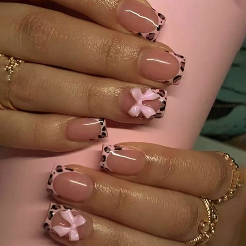 Unhas postiças quadradas com e - Nail Art Leopard avaliação e preço
