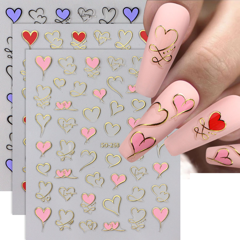 3 pçs y2k ouro onda linha cora - Nail Art Valentines Day avaliação e preço