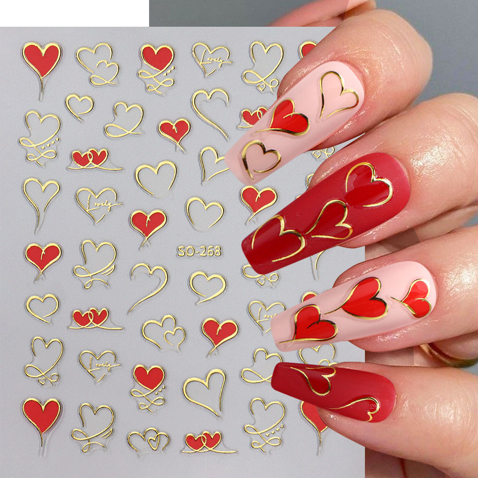 3 pçs y2k ouro onda linha cora - Nail Art Valentines Day avaliação e preço