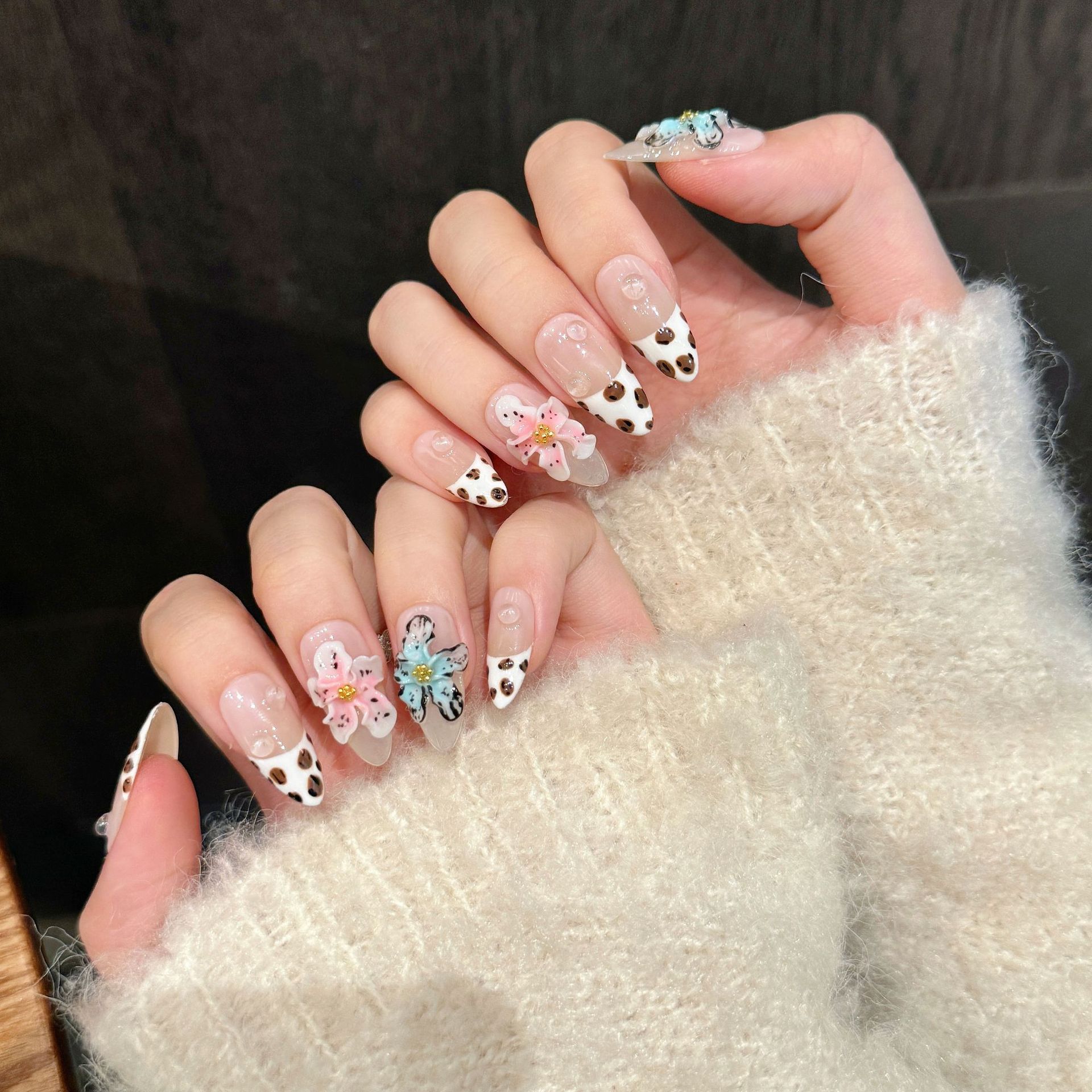 10 pçs brilhante amêndoa artes - Nail Art Leopard avaliação e preço