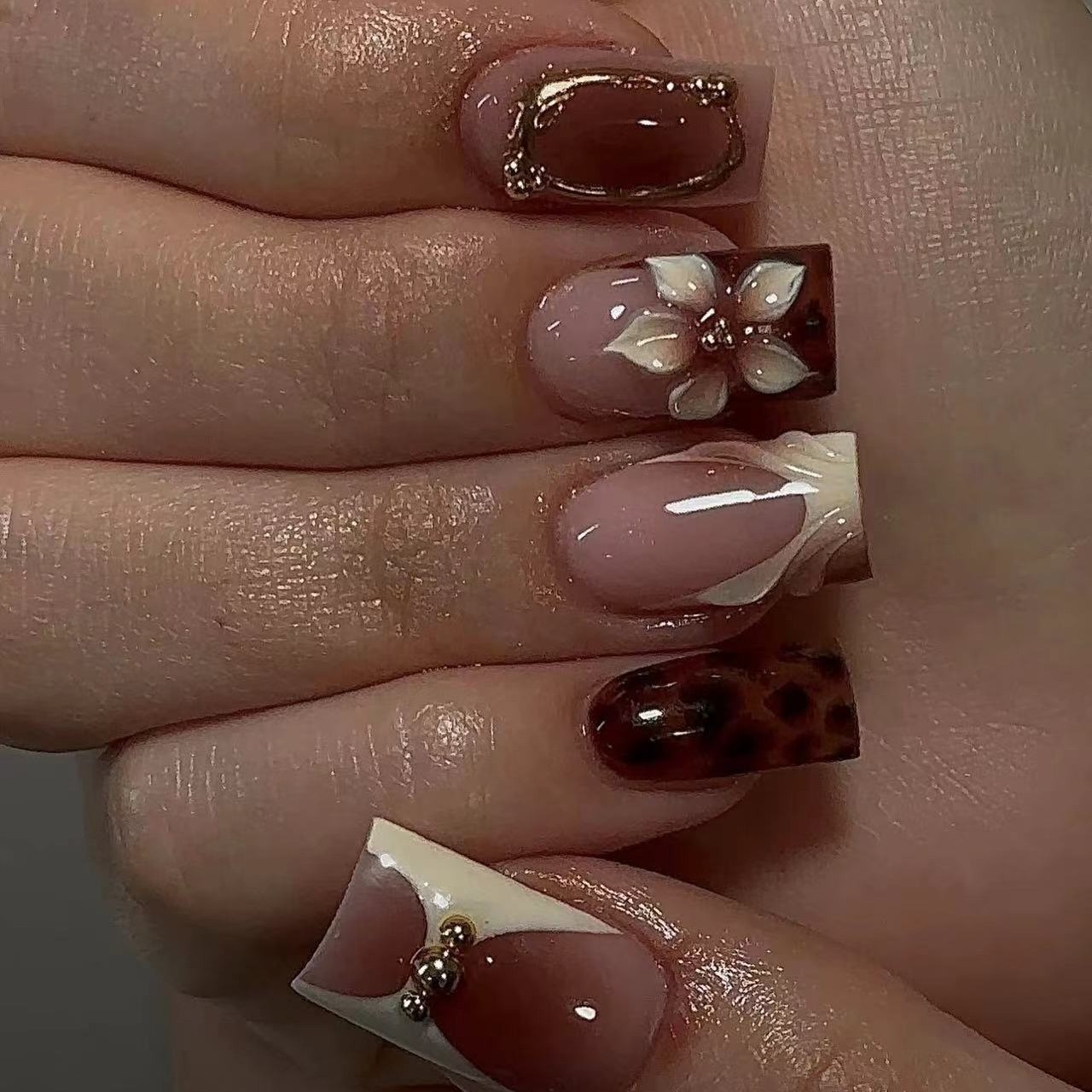 Unhas postiças curtas quadrada - Nail Art Leopard avaliação e preço