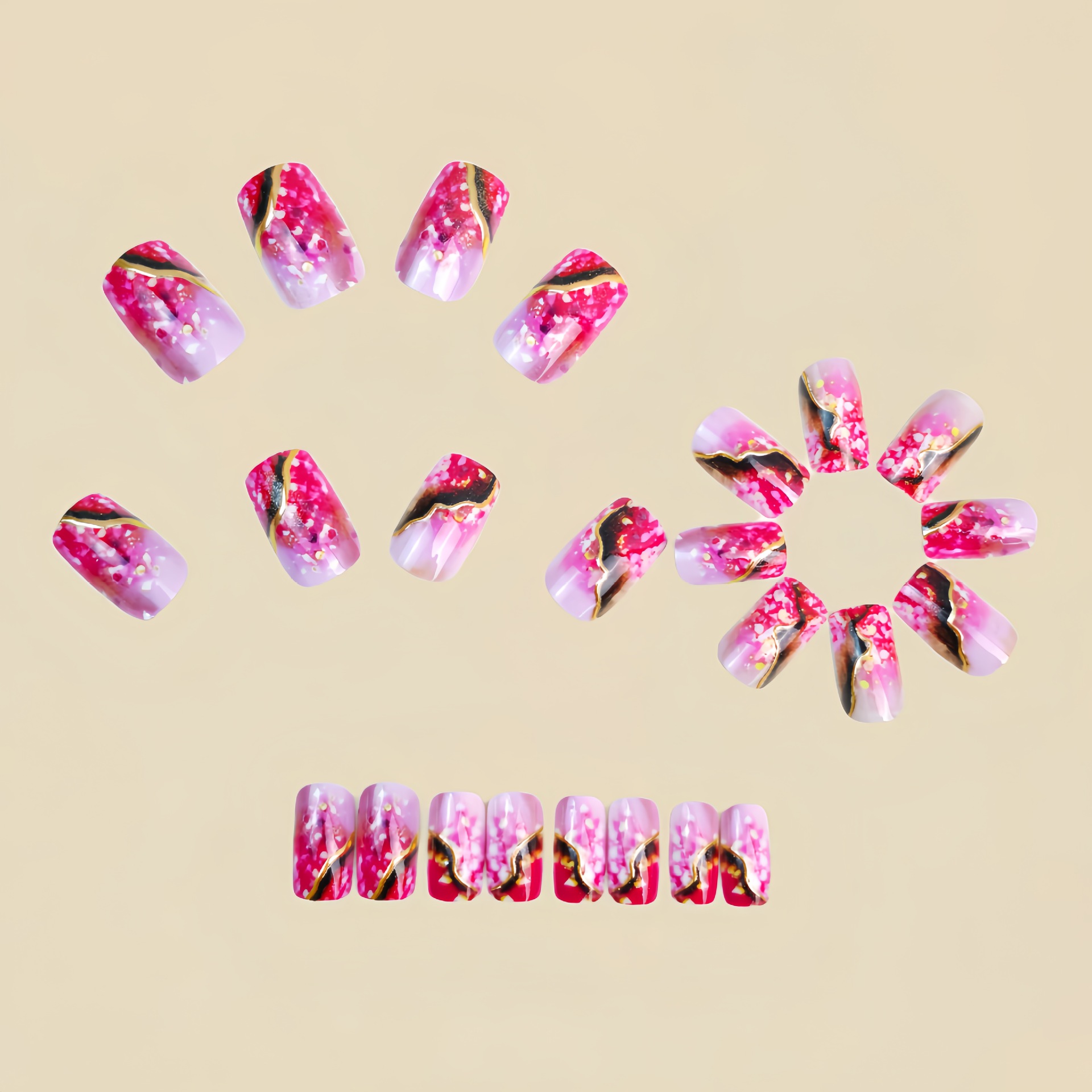 Unhas postiças médias para mul - Press On Nail Set avaliação e preço
